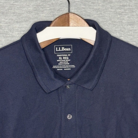 L.L. Bean Polo Shirt Men's XL Reg Short Sleeve Navy Hi-Lo Hem Casual Workwear - Picture 2 of 4
